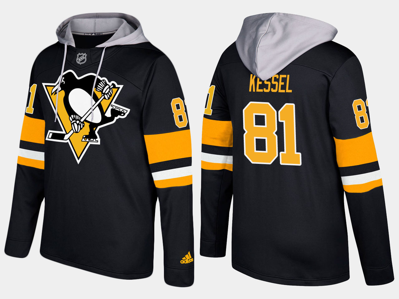 Men NHL Pittsburgh penguins #81 phil kessel black hoodie->pittsburgh penguins->NHL Jersey